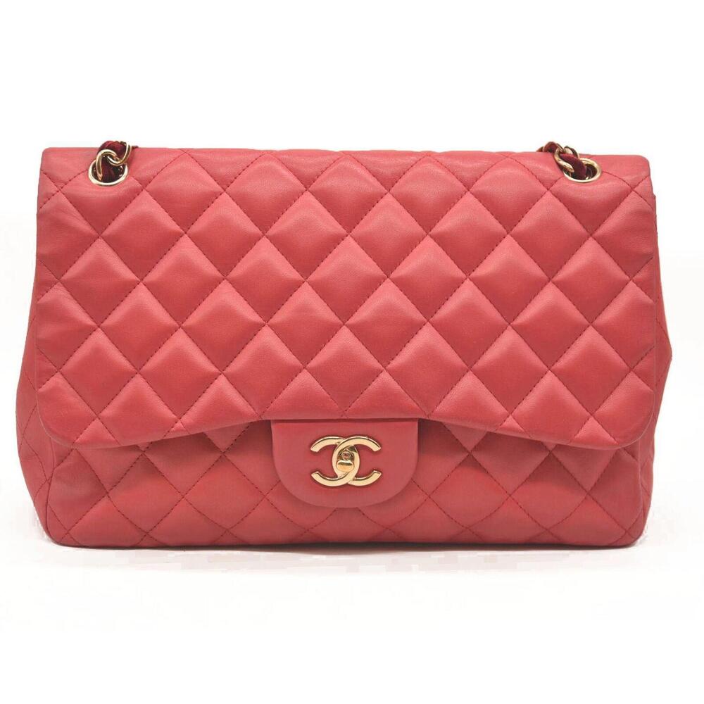 Karl Lagerfeld SIGNED CHANEL Classic Flap Jumbo Large Pink Leather Gold Hardware - Picture 2 of 15